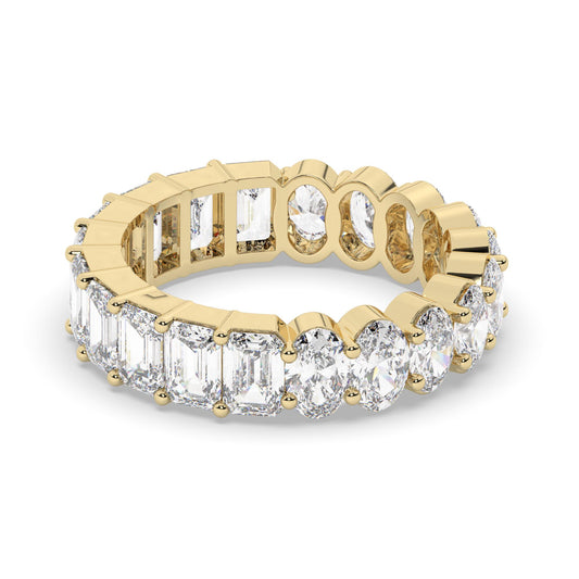 5 CT Diamond Eternity Ring / 14k Gold Half Emerald Half Oval Cut Diamond Eternity Wedding Band / Natural & Lab Diamond options