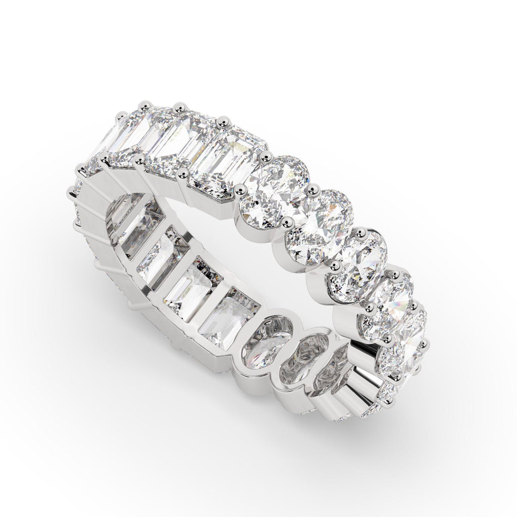 5 CT Diamond Eternity Ring / 14k Gold Half Emerald Half Oval Cut Diamond Eternity Wedding Band / Natural & Lab Diamond options