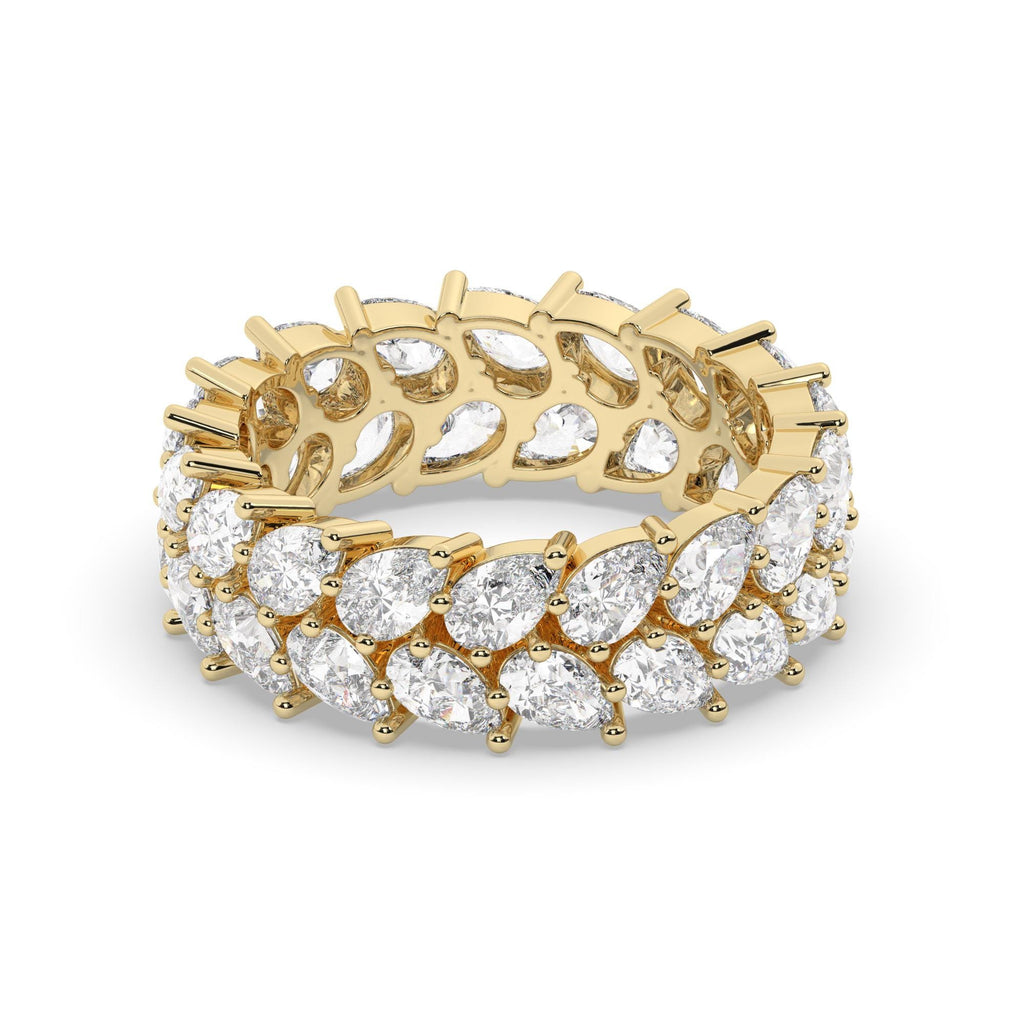 14k Gold Pear Shape Diamond Full Eternity Wedding Band / 3.6 CT Diamond Double Row Ring / Natural & Lab Diamond Options