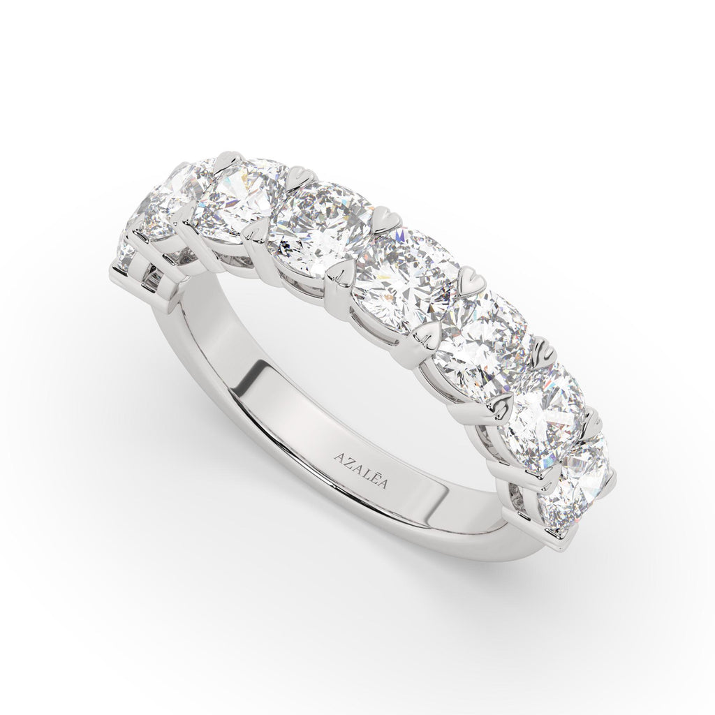 Elegant Cushion Cut Half Eternity Diamond Band in 14k Gold - Your Choice of Natural or Lab Grown / Halfway Cushion Cut Wedding Band