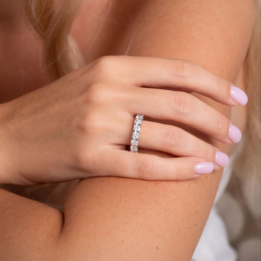 Elegant Cushion Cut Half Eternity Diamond Band in 14k Gold - Your Choice of Natural or Lab Grown / Halfway Cushion Cut Wedding Band