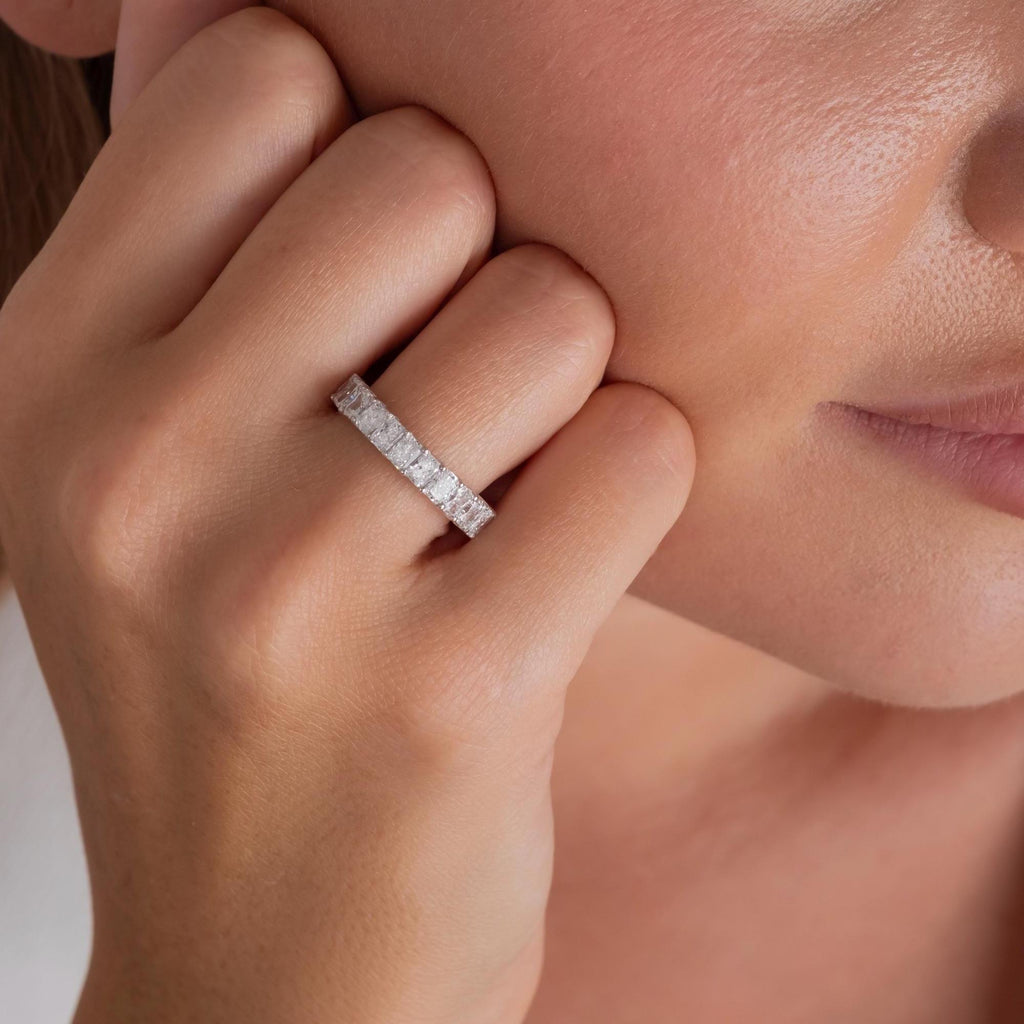 14k Gold Radiant Cut 2.4 CT Diamond Full Eternity Band/ Wedding Ring/ Stacking Ring/ Promise Ring/ Engagement Ring/ Lab or Natural Diamond