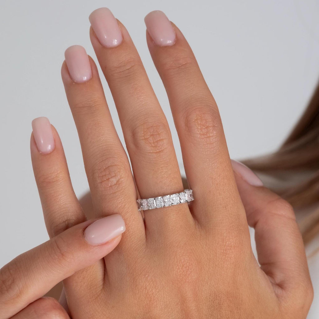 14k Gold Radiant Cut Diamond Half Eternity Wedding Band - 2.2 CT