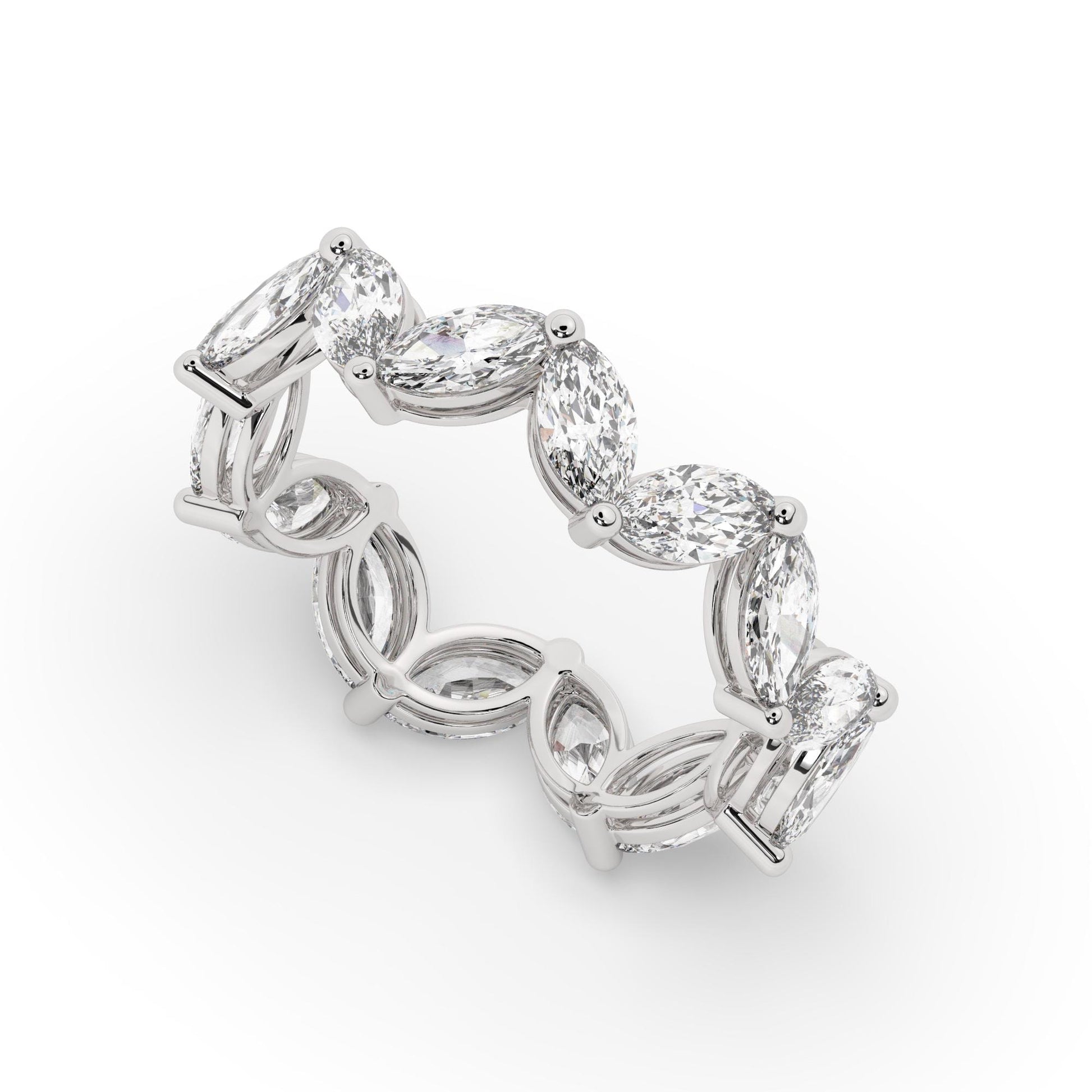 14k Gold Marquise Cut Wedding Band / 1.6 CT Diamond Tulip Eternity Ring /Birthday Gift / Natural & Lab Diamond