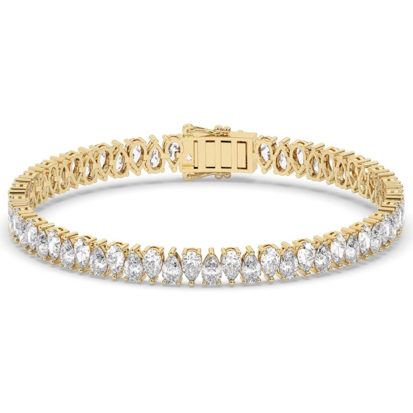 14k Gold Pear Diamond Tennis Bracelet: Lab or Natural Diamond, IGI Option