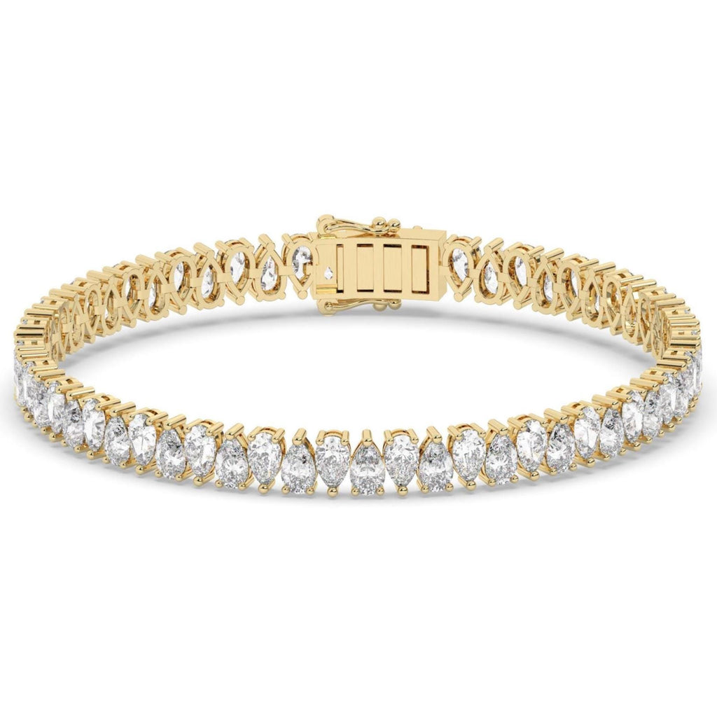 14k Gold Pear Diamond Tennis Bracelet: Lab or Natural Diamond, IGI Option
