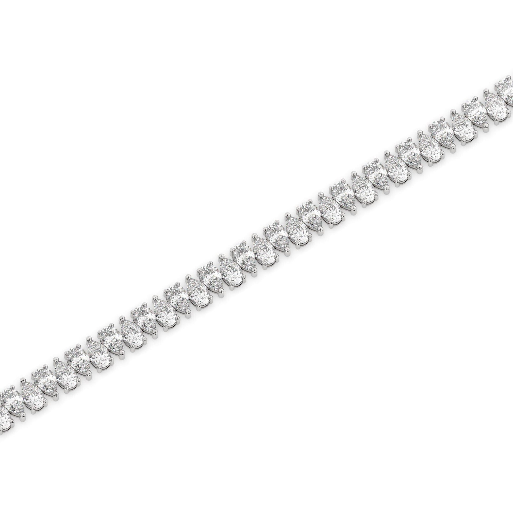 14k Gold Pear Diamond Tennis Bracelet: Lab or Natural Diamond, IGI Option