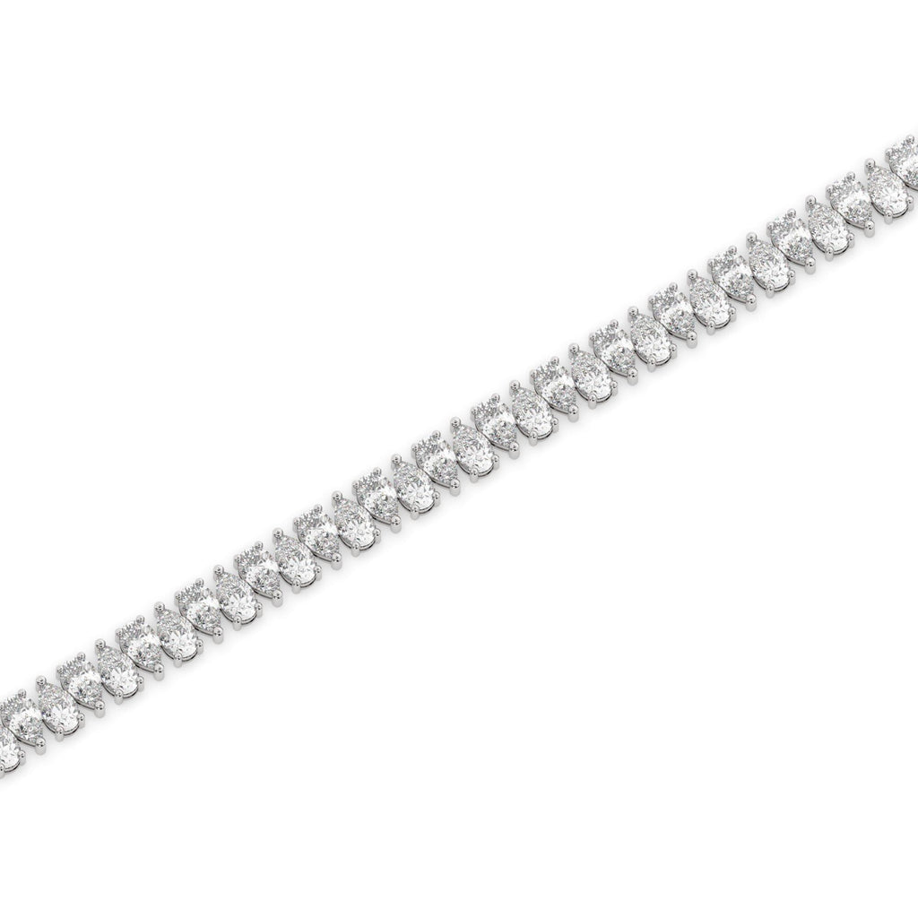 14k Gold Pear Diamond Tennis Bracelet: Lab or Natural Diamond, IGI Option