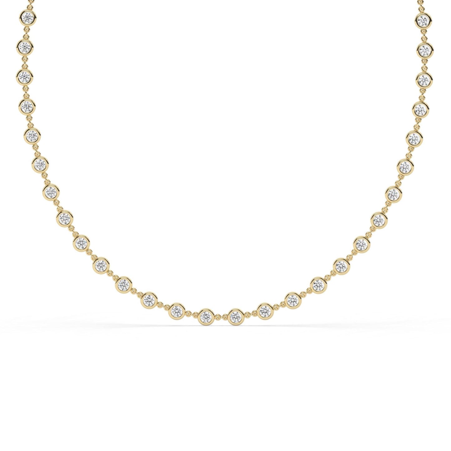 Diamond By the Yard Necklace / 14k Gold Bezel Set Station Necklace / Dainty Minimalistic Diamond Necklace / Layering Necklace
