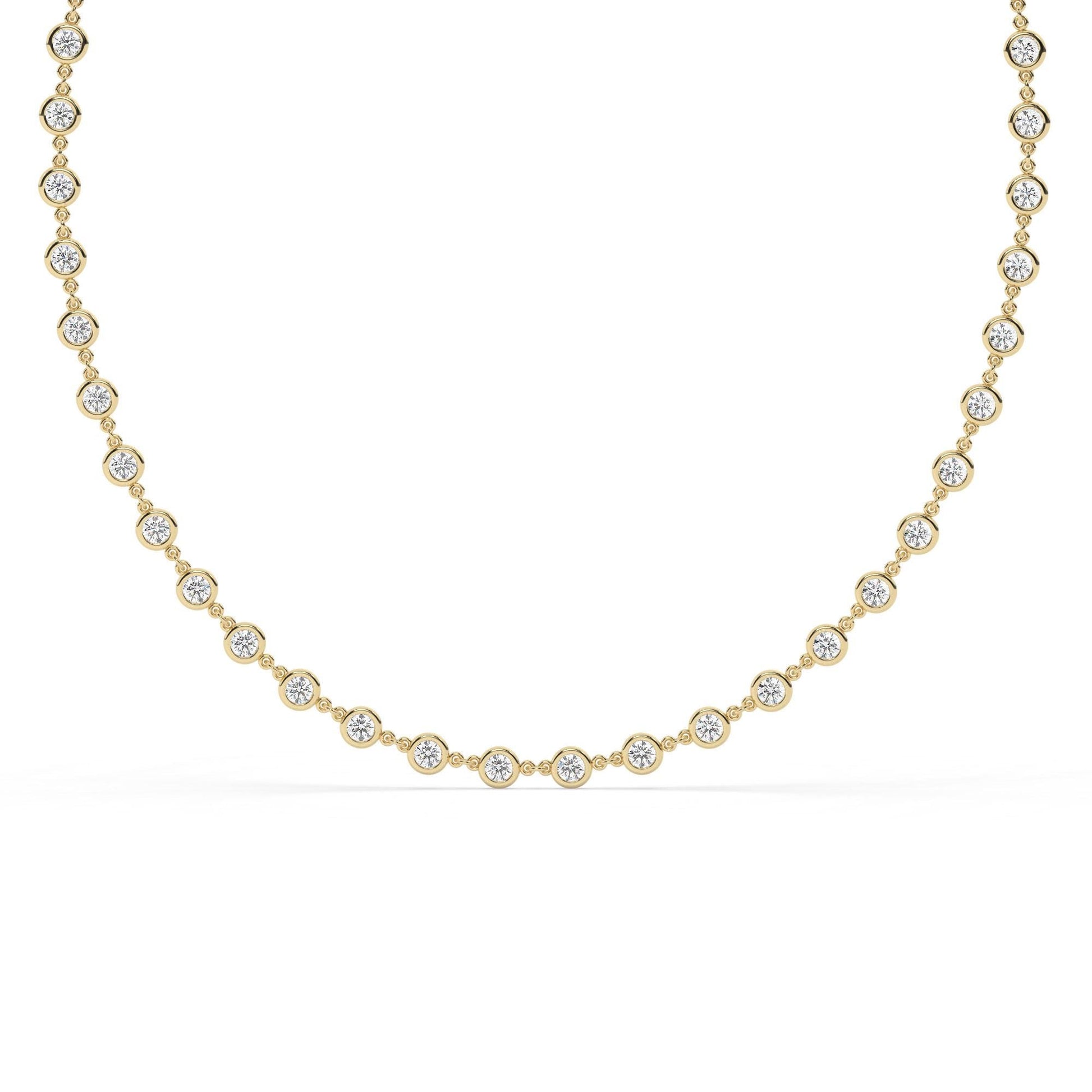 Diamond By the Yard Necklace / 14k Gold Bezel Set Station Necklace / Dainty Minimalistic Diamond Necklace / Layering Necklace
