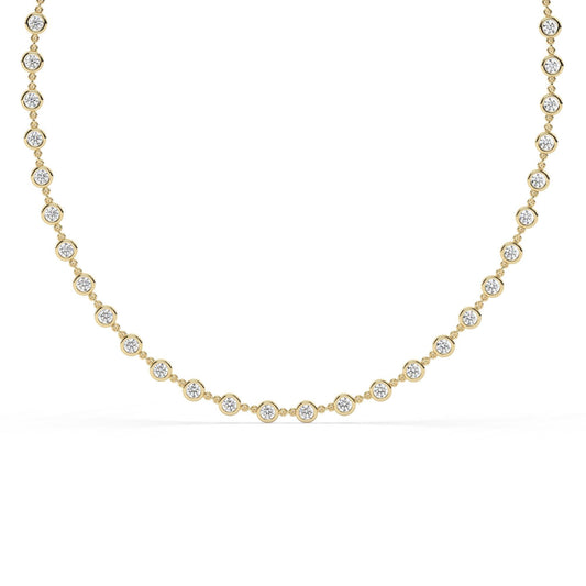 Diamond By the Yard Necklace / 14k Gold Bezel Set Station Necklace / Dainty Minimalistic Diamond Necklace / Layering Necklace