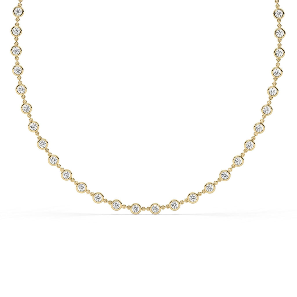 Diamond By the Yard Necklace / 14k Gold Bezel Set Station Necklace / Dainty Minimalistic Diamond Necklace / Layering Necklace