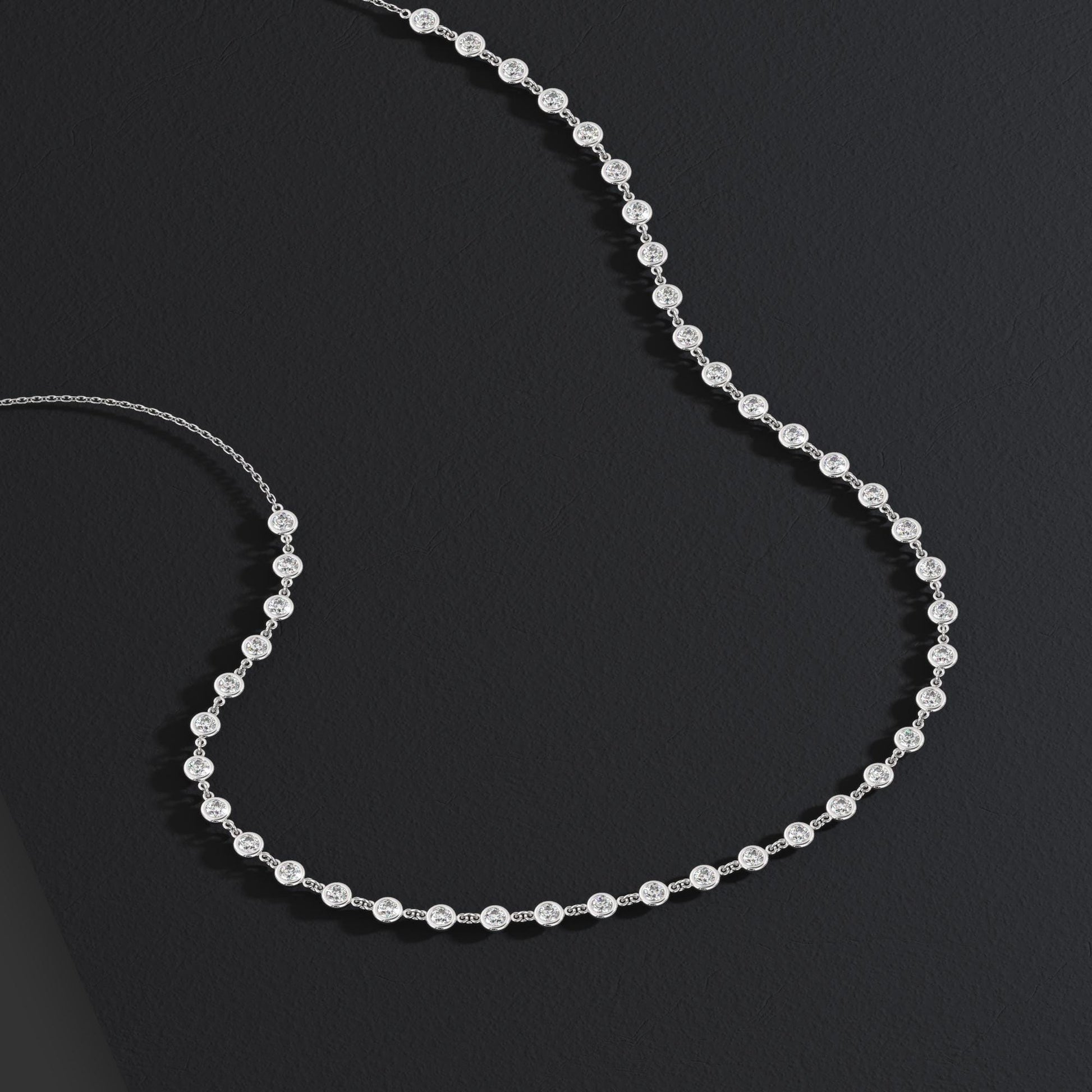 Diamond By the Yard Necklace / 14k Gold Bezel Set Station Necklace / Dainty Minimalistic Diamond Necklace / Layering Necklace