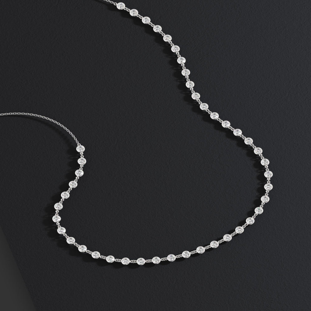 Diamond By the Yard Necklace / 14k Gold Bezel Set Station Necklace / Dainty Minimalistic Diamond Necklace / Layering Necklace