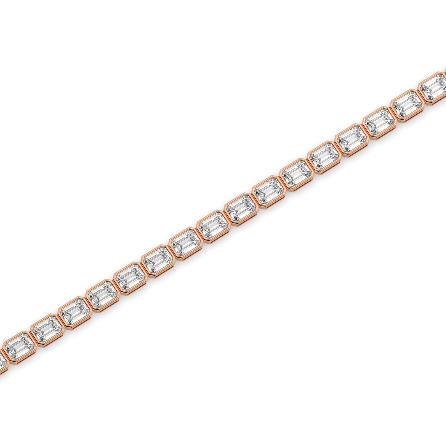 14k Gold Emerald Cut Tennis Bracelet: Bezel Set, 9 CT Diamond