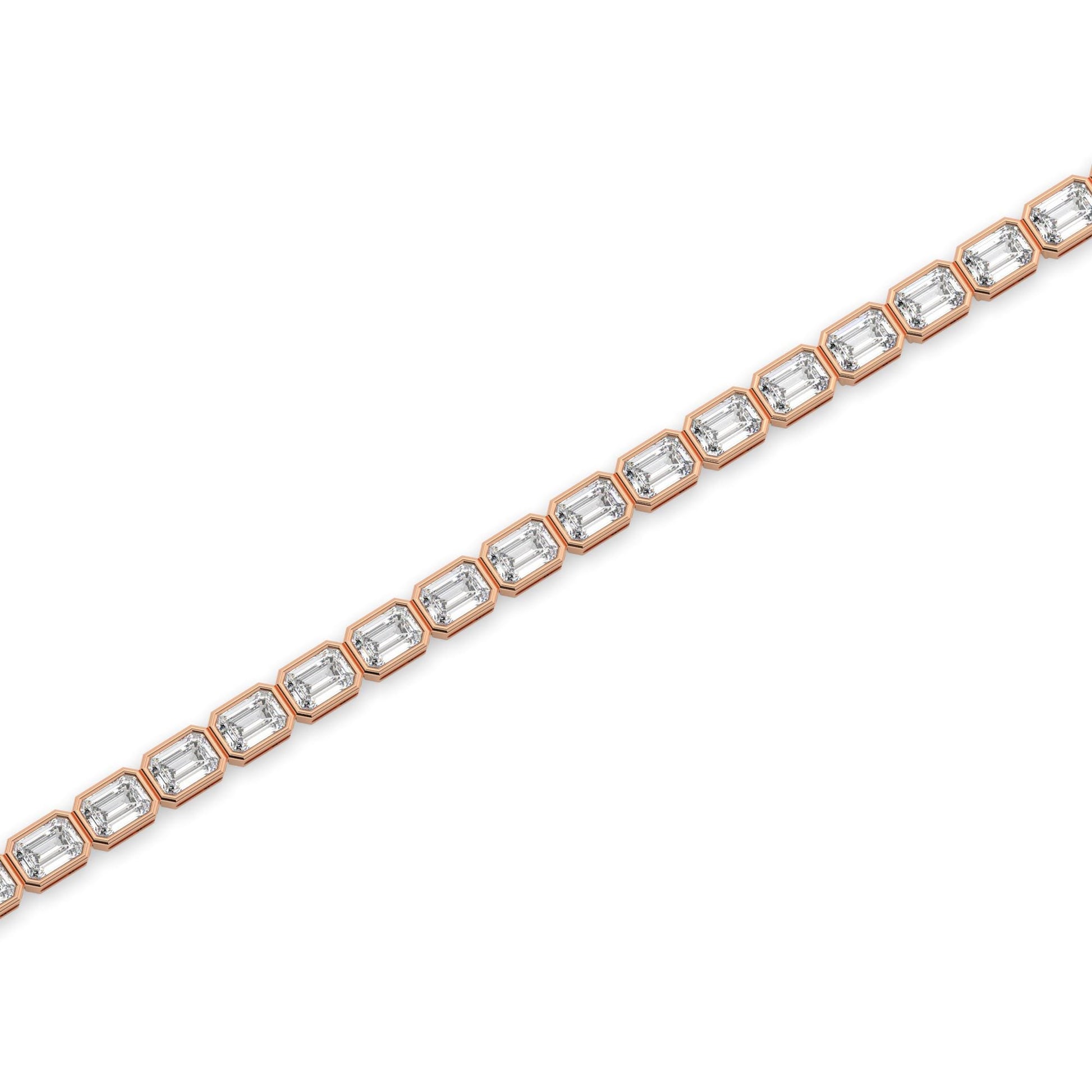 14k Gold Emerald Cut Tennis Bracelet: Bezel Set, 9 CT Diamond