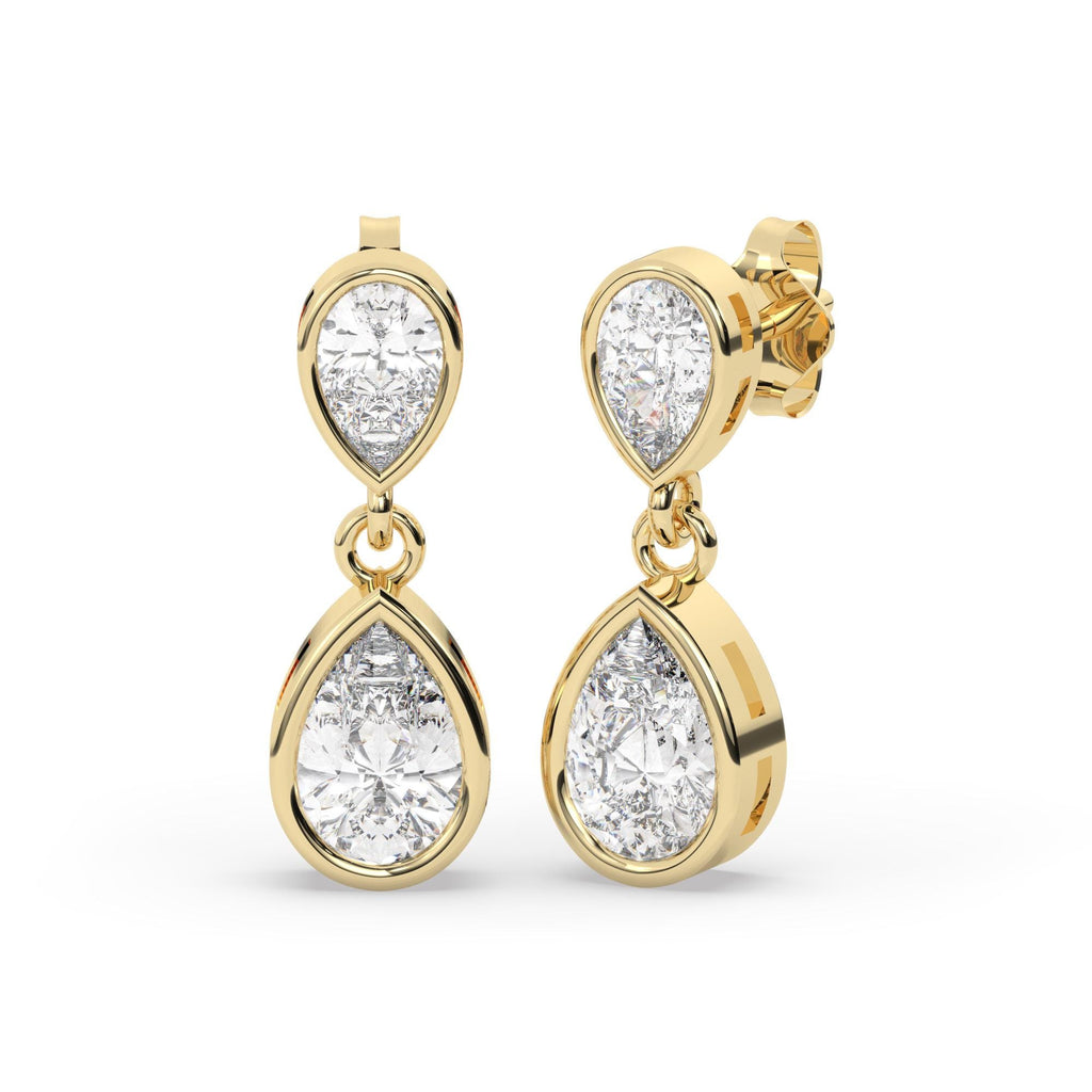 14k Gold Pear Diamond Dangle Earrings: IGI Certified Lab Grown Diamond