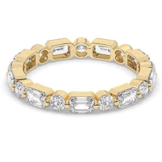 Alternating Emerald and Round Diamond Wedding Band / 1.9 CT Eternity Ring / Anniversary Ring / Natural & Lab Diamond Options
