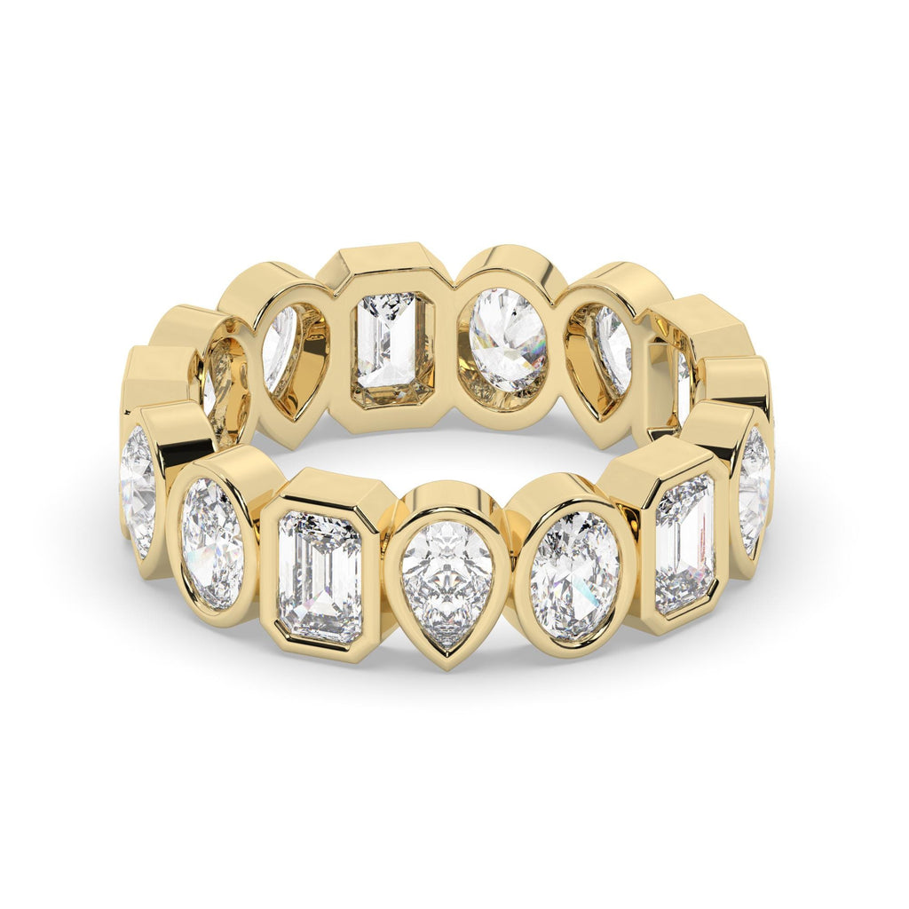 Alternating Bezel Set Emerald, Oval, Pear Shape Diamond Eternity Wedding Band / 3.3 CT Diamond Eternity Ring / Natural & Lab Diamond options