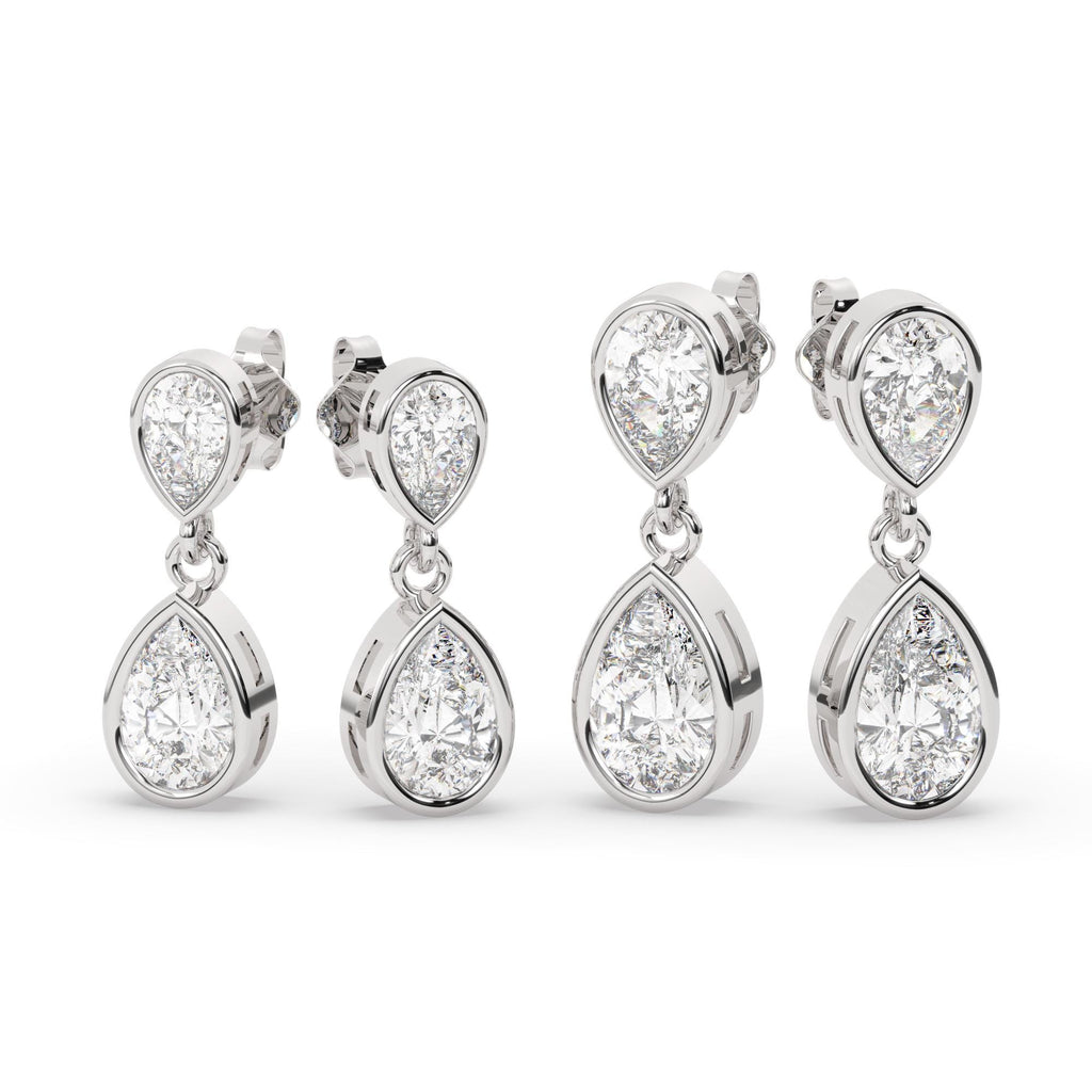 14k Gold Pear Diamond Dangle Earrings: IGI Certified Lab Grown Diamond