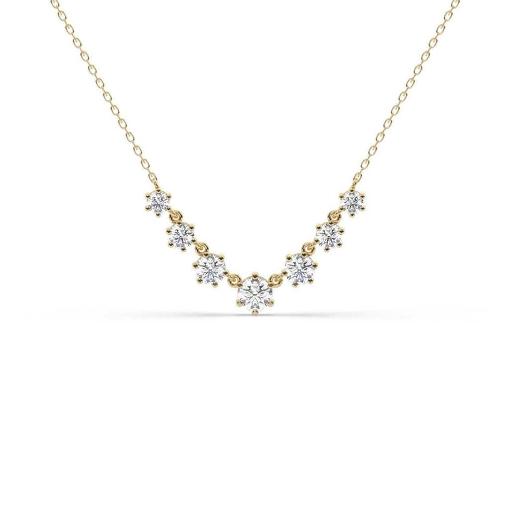 1.2 CT Diamond Station Segment Necklace / 14k Gold Round Diamond Station Necklace / Dainty Diamond Necklace / Layering Necklace