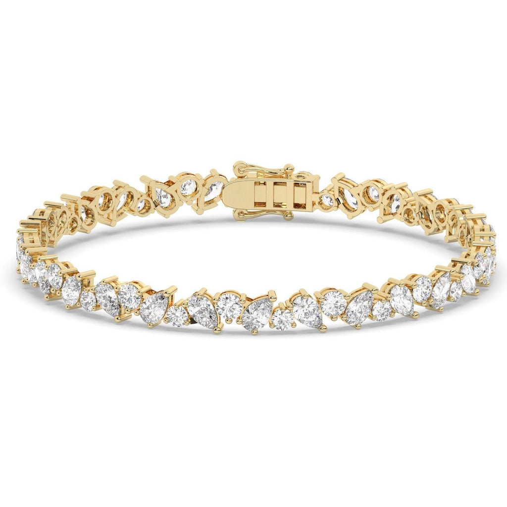 14k Gold Pear & Round Diamond Tennis Bracelet - IGI Certified