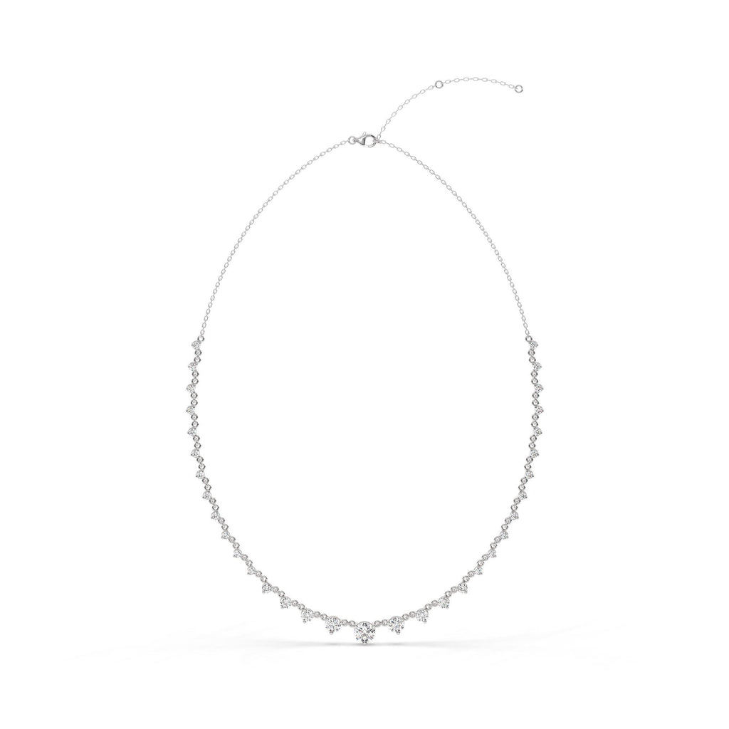2 CT Graduated Diamond Station Necklace / 3 Prong Halfway Segment Necklace / Natural N