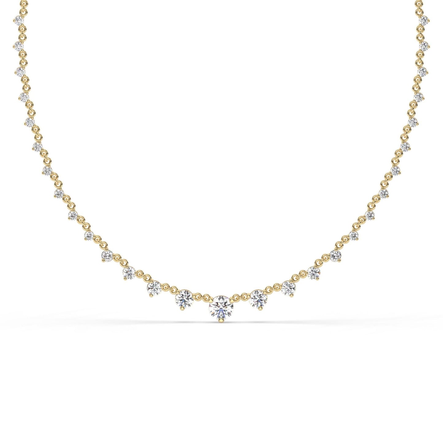 2 CT Graduated Diamond Station Necklace / 3 Prong Halfway Segment Necklace / Natural N