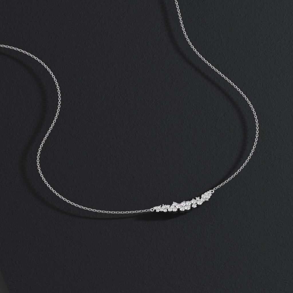 14k Gold Diamond Cluster Necklace: Minimalist Layering Jewelry Unique Diamond Necklace / Gift for her