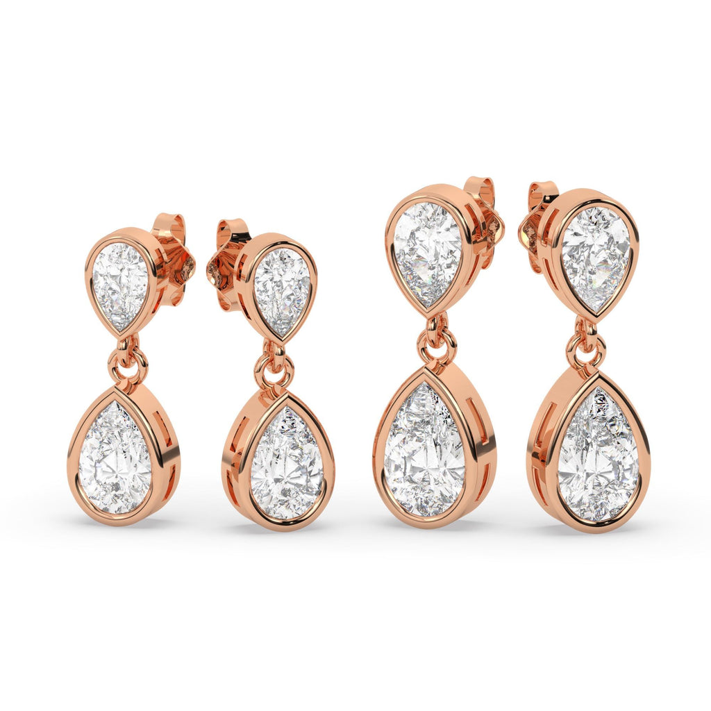 14k Gold Pear Diamond Dangle Earrings: IGI Certified Lab Grown Diamond