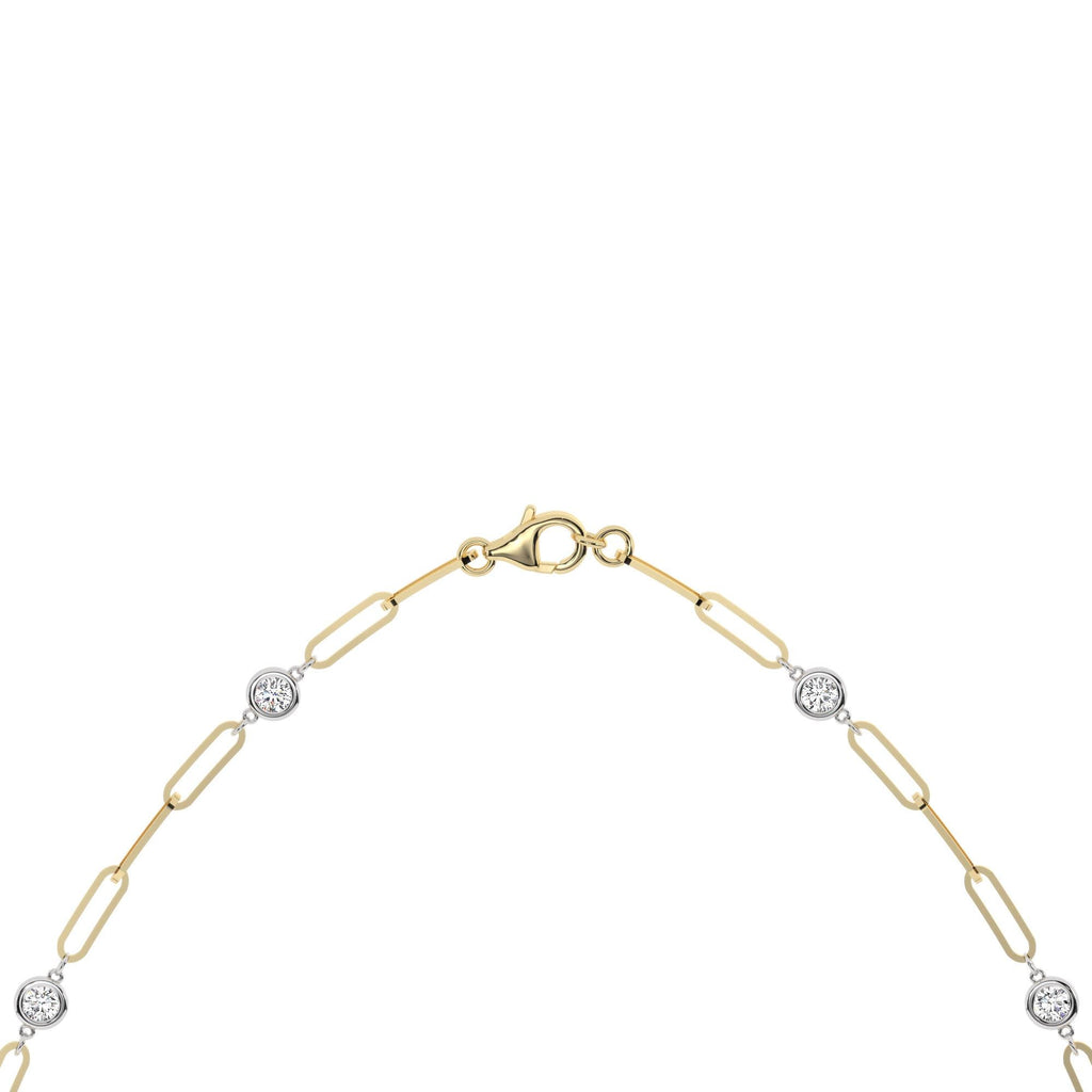 1.8 CT Diamond Station Necklace: 14k Gold Paperclip Chain