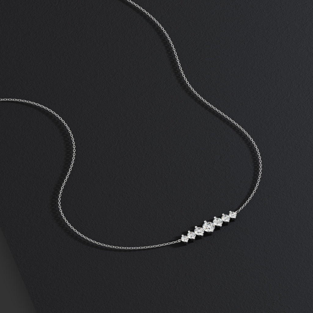 1.7 CT Graduated Diamond Curved Necklace: 14k Gold Minimalist Layering Jewelry