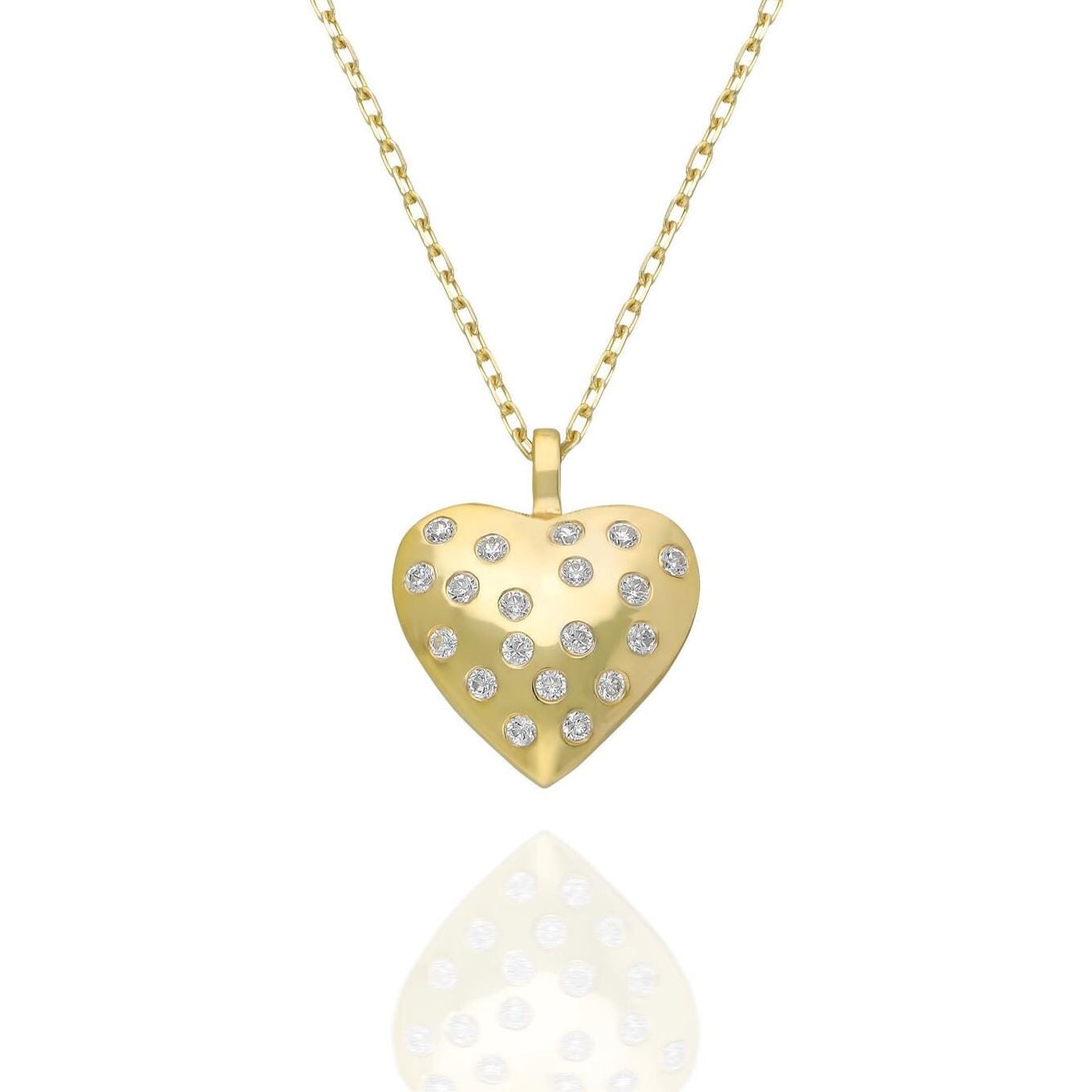 Diamond Puffy Heart Necklace