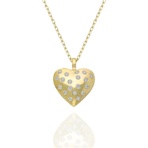 Layered 14k Gold Puffy Heart Necklace / Dainty Pendant Bold Necklace / Birthday Graduation Anniversary Gift