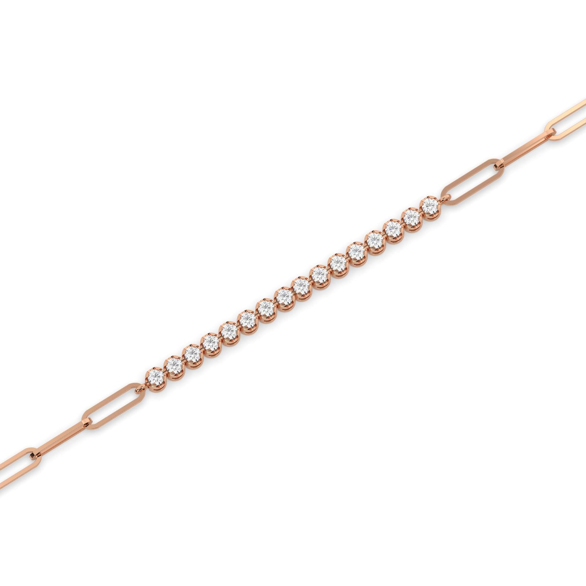 Crown Buttercup Tennis Paperclip Bracelet | 14k Gold | Moissanite or Diamond | Vintage-Inspired Chain Bracelet Gift for Her