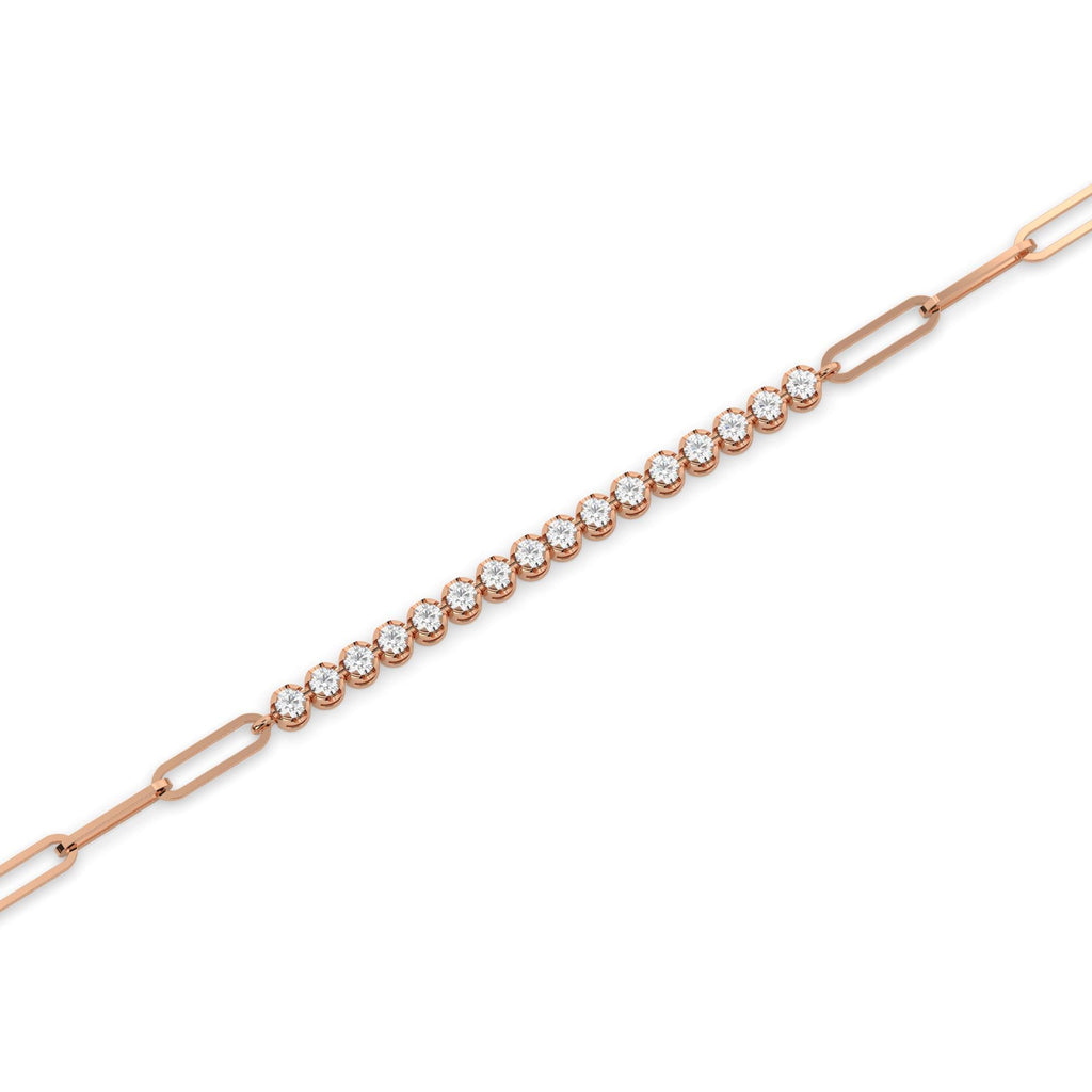 Crown Buttercup Tennis Paperclip Bracelet | 14k Gold | Moissanite or Diamond | Vintage-Inspired Chain Bracelet Gift for Her