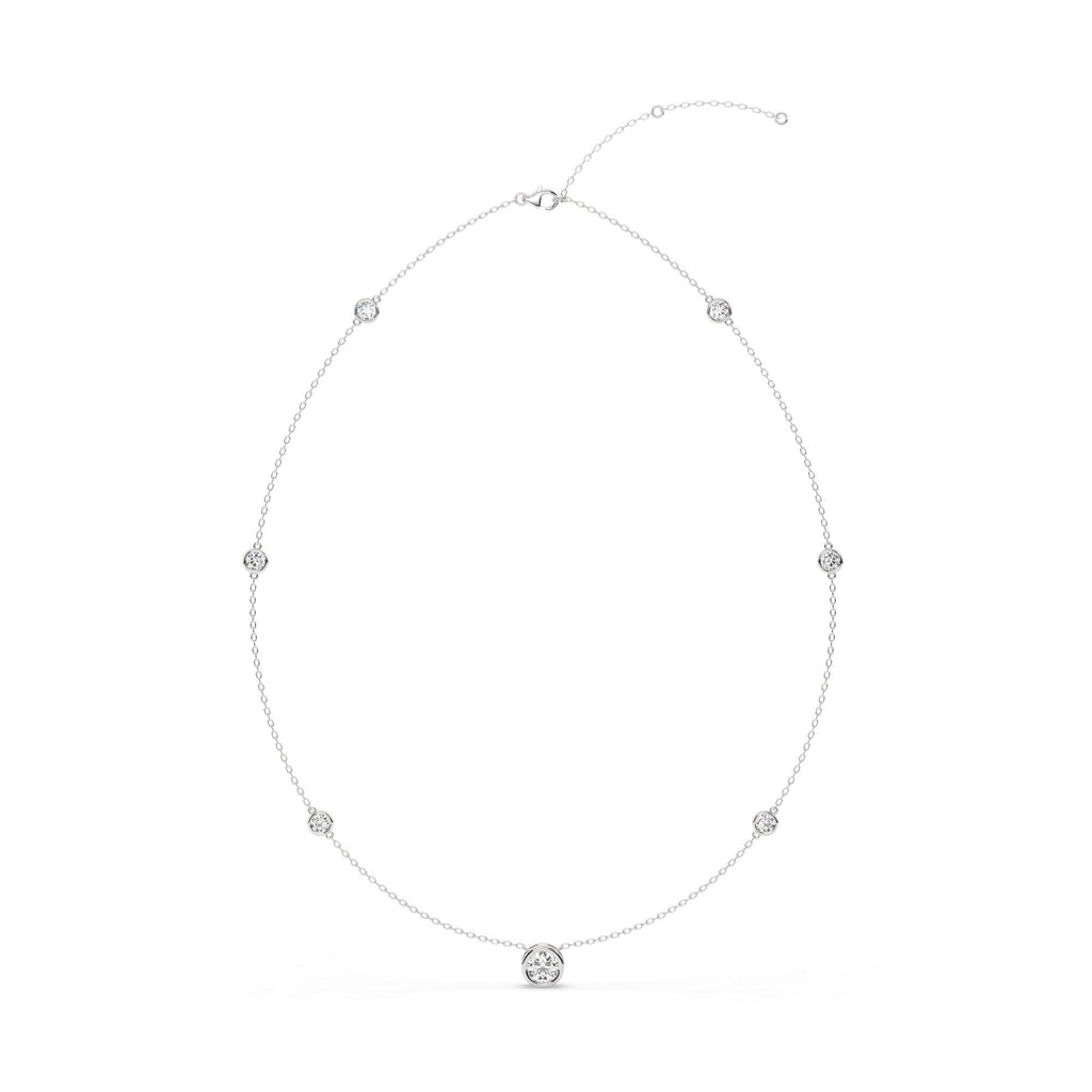 Modern Station Necklace with Statement Center | 14k Gold | Everyday Diamond Necklace | Gift for Wife or Girlfriend / Holiday jewelry gift