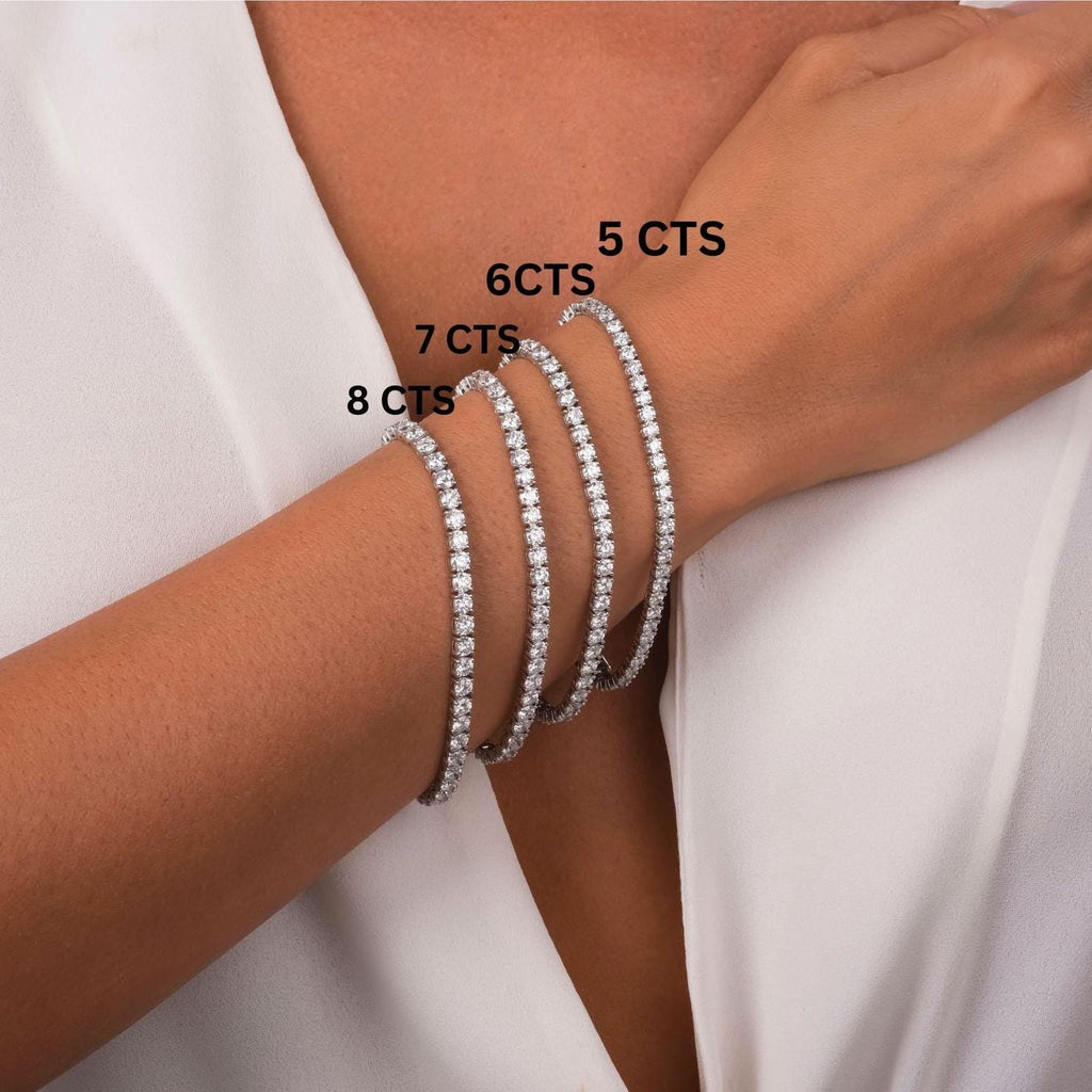 Diamond 4 Prong Tennis Bracelet / 14k Gold Crown Classic Tennis Bracelet / Elegant Gift For Her / Natural, Lab, Moissanite Options