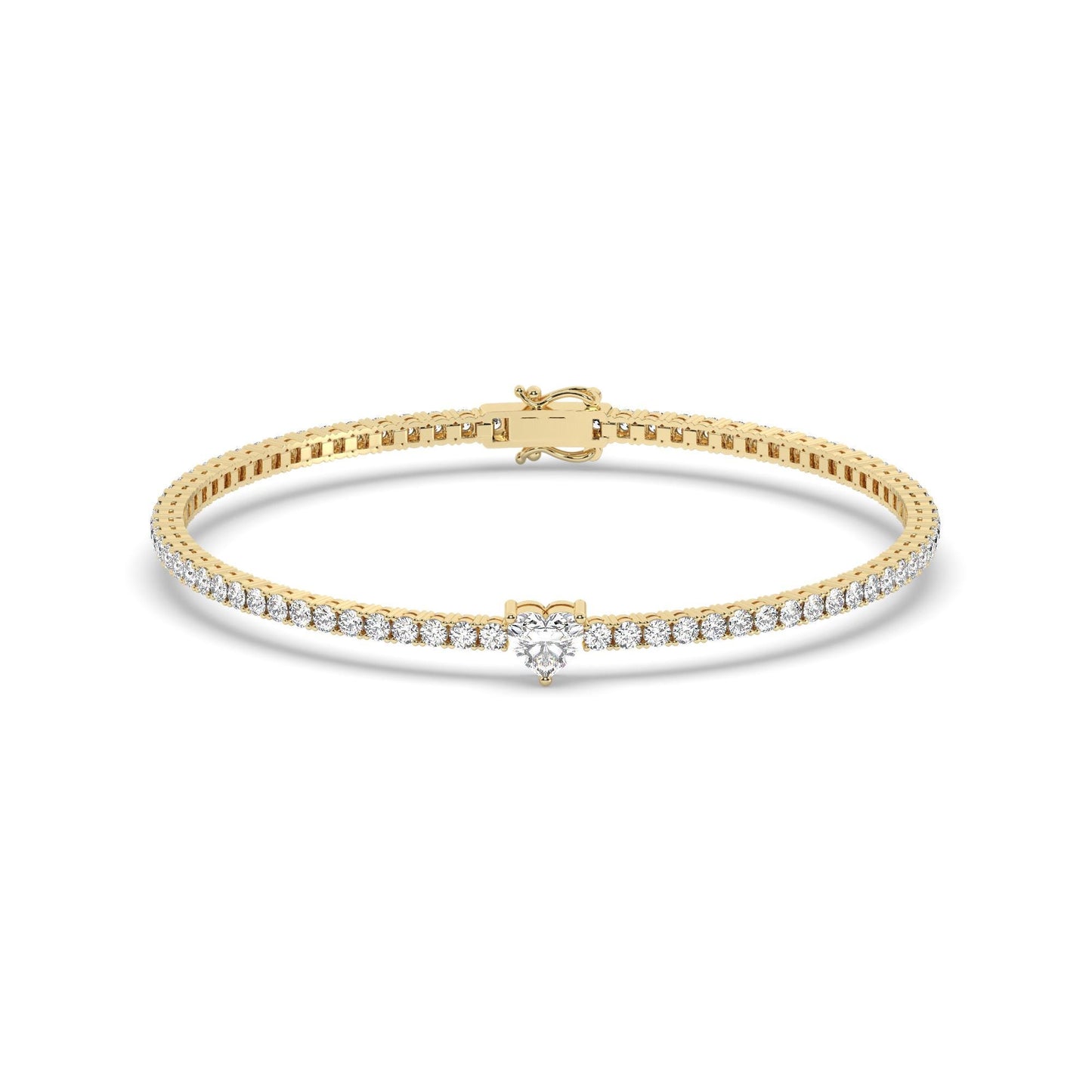 Tennis Bracelet with Large Center Stone | 5 Unique Stone Shapes | 14k Gold, Natural or Lab Diamond | Custom Luxury Gift