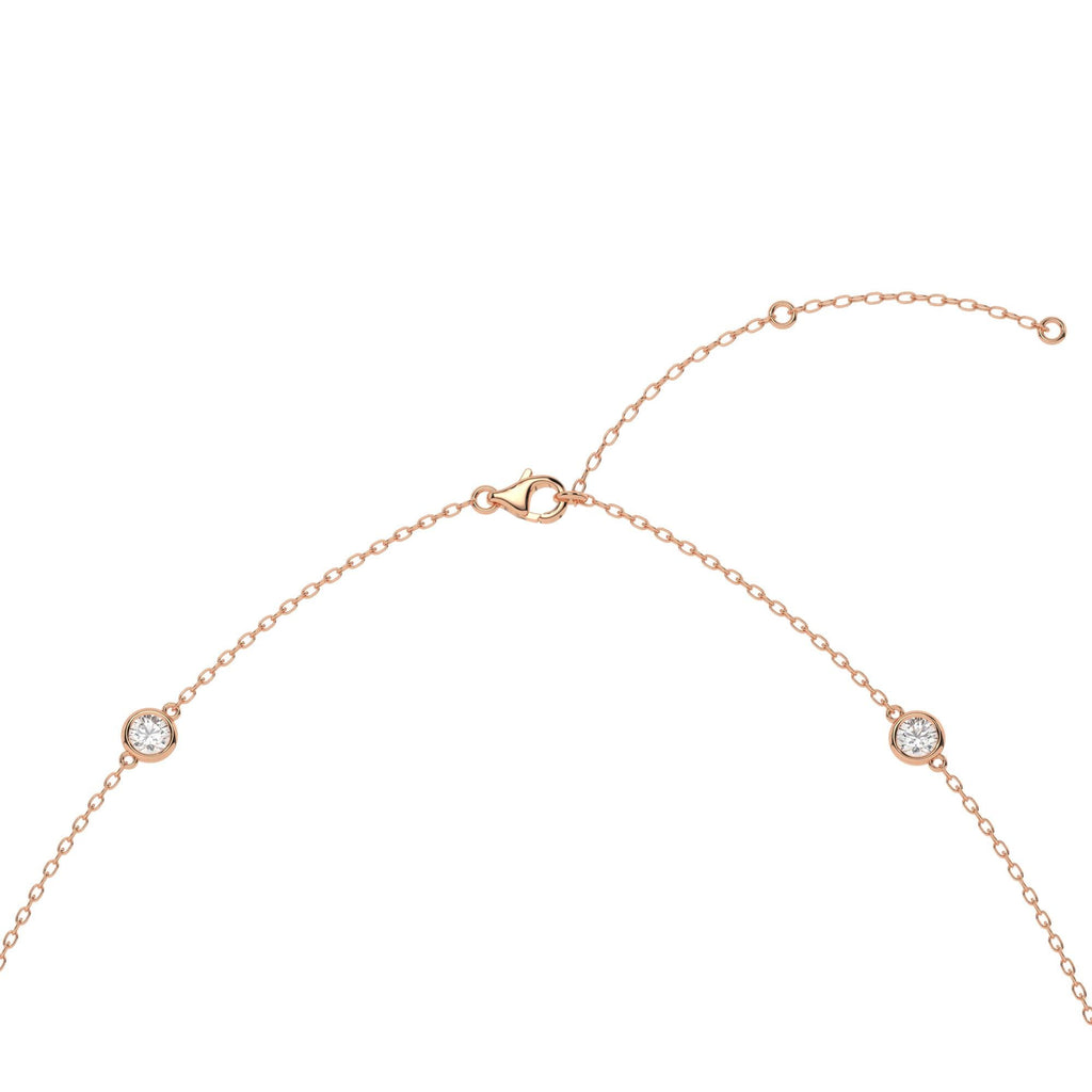 Modern Station Necklace with Statement Center | 14k Gold | Everyday Diamond Necklace | Gift for Wife or Girlfriend / Holiday jewelry gift