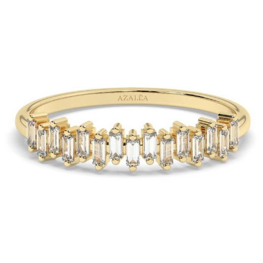 Baguette Diamond Half Eternity Wedding Band