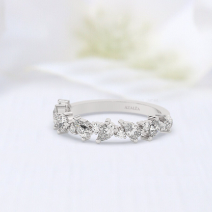 Pear and Round Diamond Alternating Wedding Band