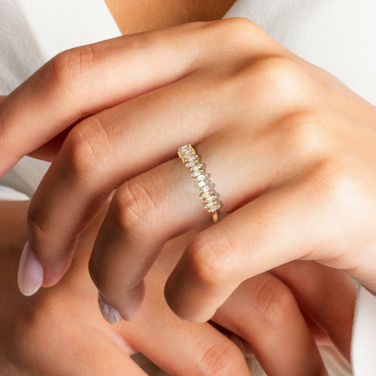 Baguette Diamond Half Eternity Wedding Band