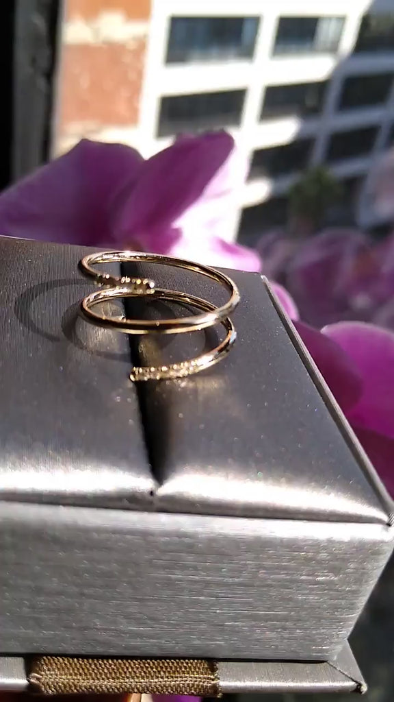 Diamond Spiral Cuff Ring / 14k Gold Spiral Diamond Cuff Ring / Anniversary Ring / Wedding Band / Stacking Ring / Bridal Gift / Birthday Gift