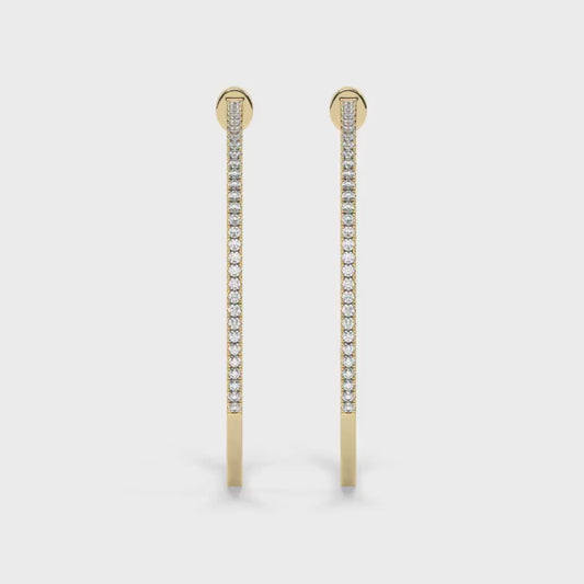 14k Gold Pave Diamond Hoops / Large Hoop Earrings / Diamond Inside Out Hoop Earrings / Anniversary Birthday / Bridal Wedding Gift for her