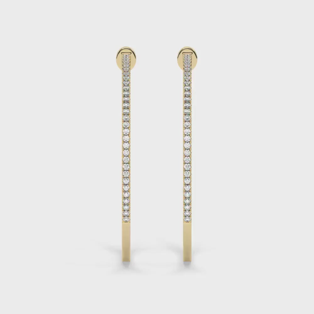 14k Gold Pave Diamond Hoops / Large Hoop Earrings / Diamond Inside Out Hoop Earrings / Anniversary Birthday / Bridal Wedding Gift for her