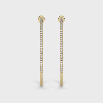 14k Gold Pave Diamond Hoops / Large Hoop Earrings / Diamond Inside Out Hoop Earrings / Anniversary Birthday / Bridal Wedding Gift for her