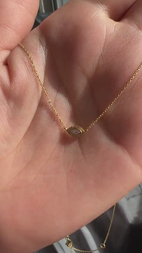 Diamond Evil Eye Necklace / 14k Gold or Silver Solitaire Diamond Evil Eye Charm Necklace / Protection Necklace / Diamond Layering Necklace