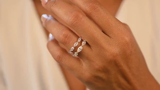14k Gold Marquise Cut Diamond Promise Ring - Anniversary Band