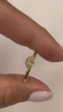 14k Gold Bezel Round Diamond Wedding Band/ Stacking Ring  / Engagement Ring/ Crown Diamond Ring / Birthday Anniversary Gift for Her